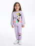 LC Waikiki Crew Neck Long Sleeved Minnie Mouse Printed Baby Girl Sweatshirt and Tracksuit Bottom 2-Pack Set